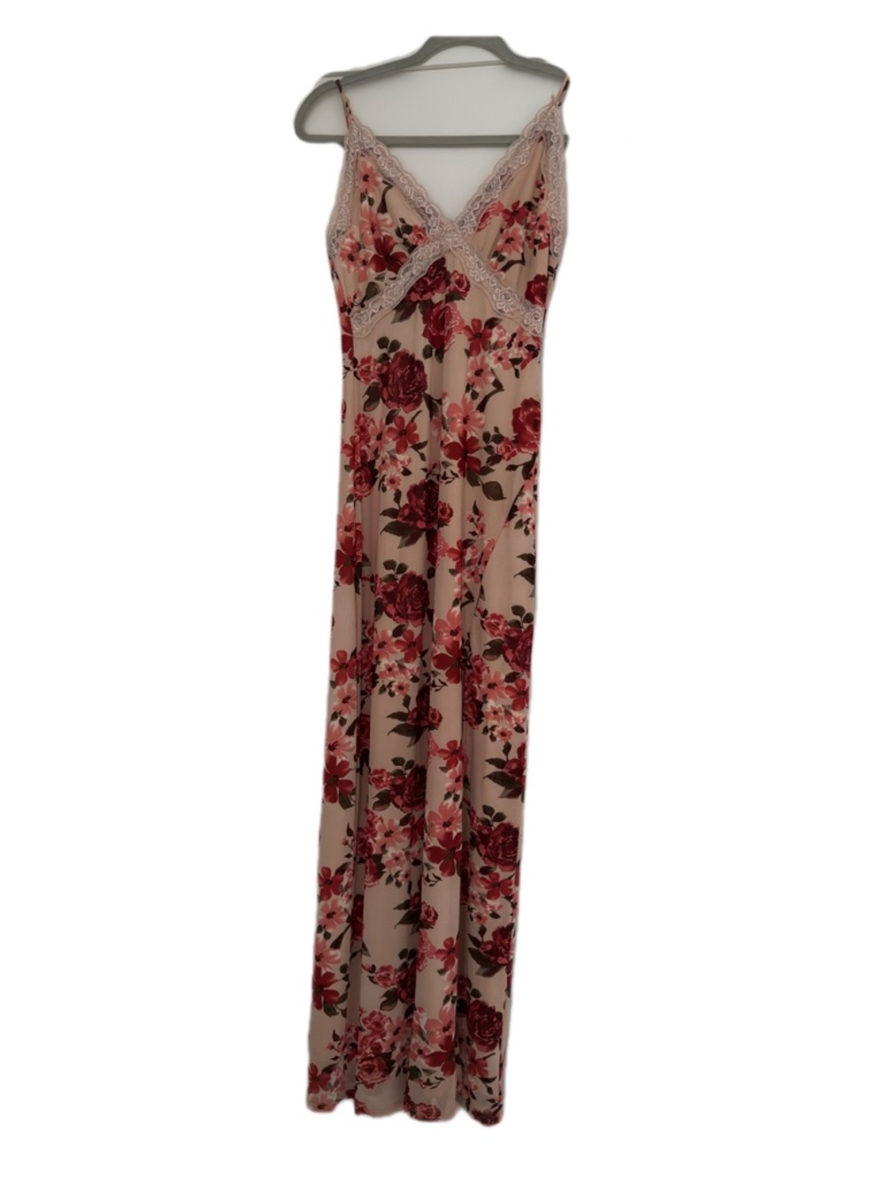 Jessica Simpson Blush Floral Lace-Trim Maxi Dress